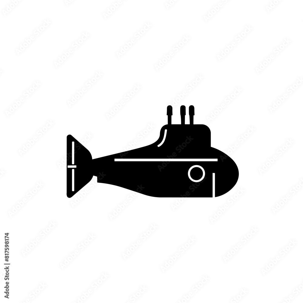 Obraz premium Simple boat submarine black isolated flat icon.