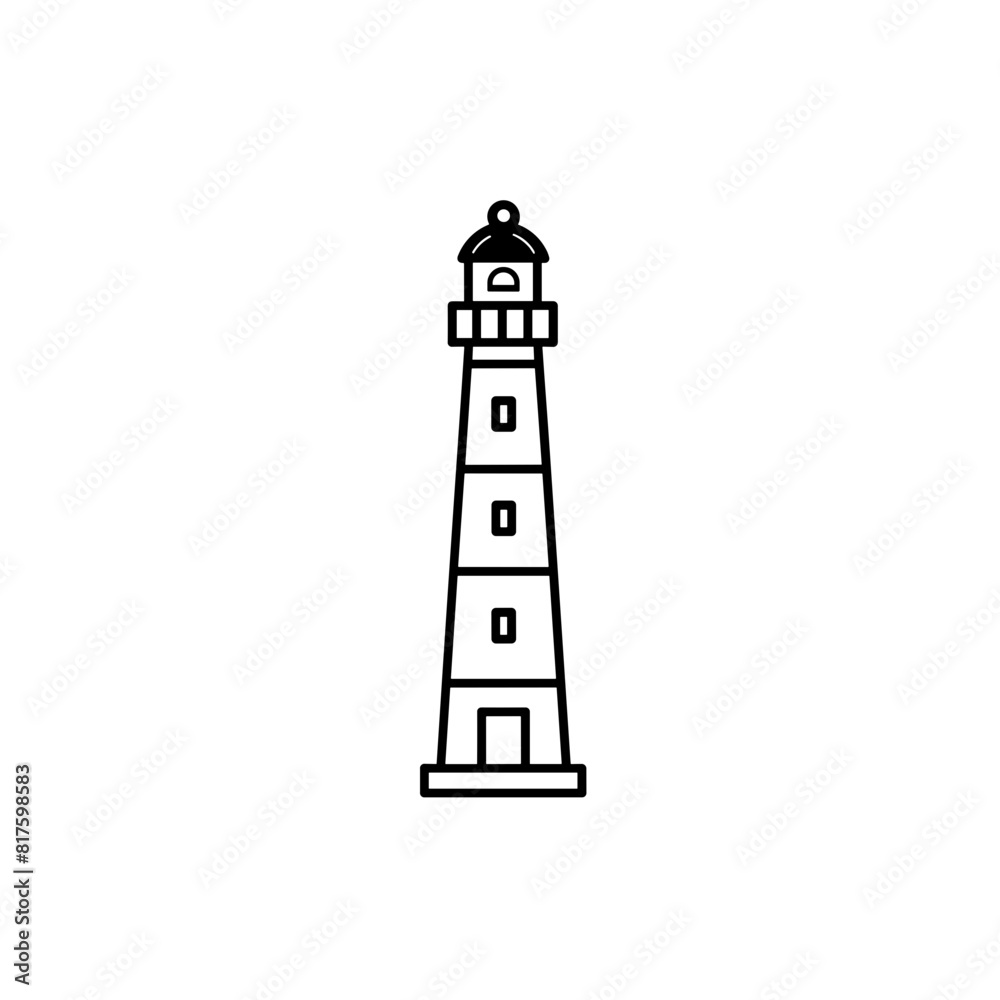 Simple lighthouse black isolated flat icon.