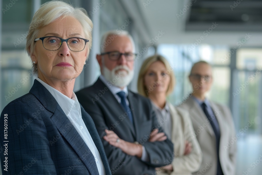 Portrait of a senior businesswoman with her team in the background Portrait of a senior businesswoman with her team in the background