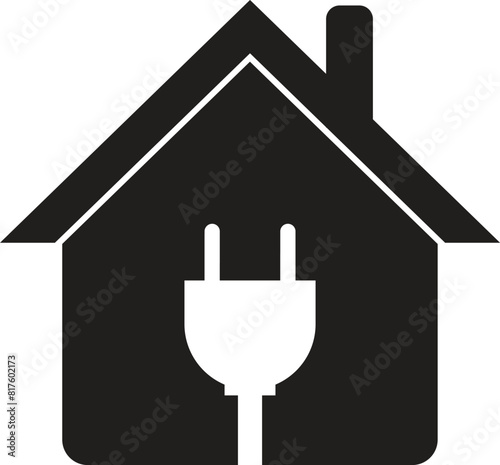 House with plug icon . House energy icon . Home icon with power efficiency . Vector illustration