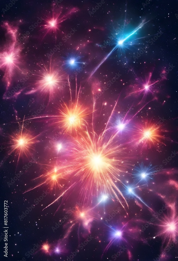 星の爆発のような花火のきらめき背景