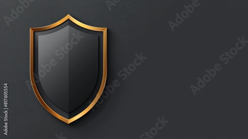 Free Download  A black shield with gold borders and a golden bottom edge against a dark backdrop - GFXLoad