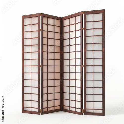 A Japanese room divider featuring glass panels
