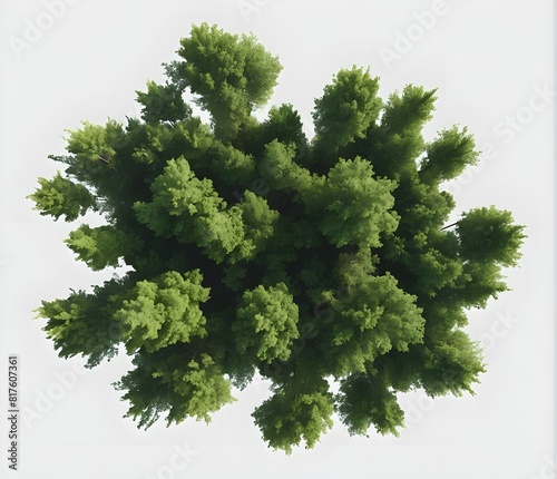 green tree isolated on white background, green trees landscape, green nature background photo