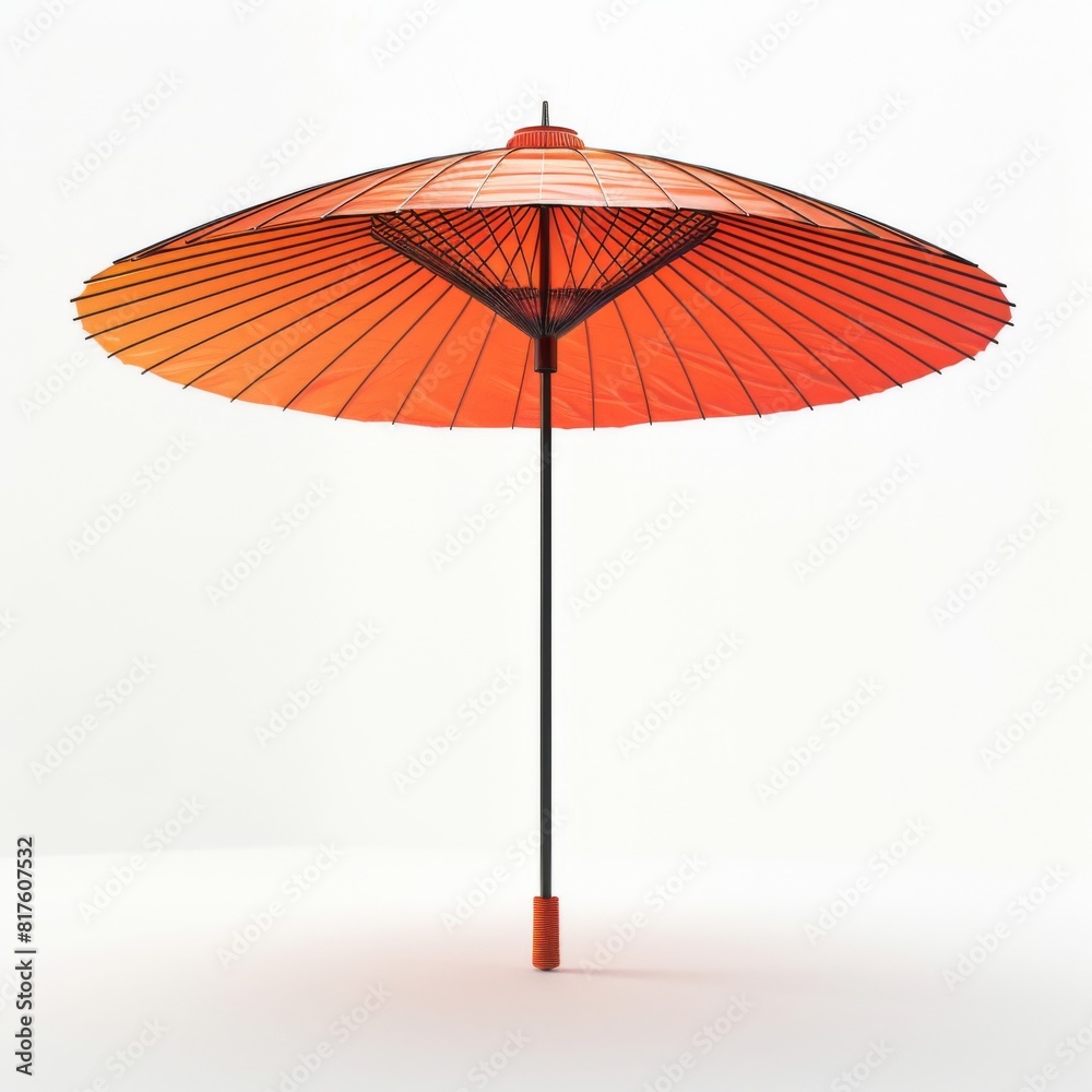 Bright orange Wagasa traditional umbrella isolated on white surface Bright orange Wagasa traditional umbrella isolated on white surface