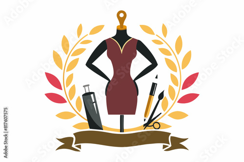 A logo for a Fashion Design School that embodies creativity and style. Incorporating elements like a stylized mannequin, fashion sketch, or tailor's tools to reflect the essence of fashion design, 