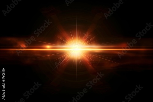 Sun flare on the black background
