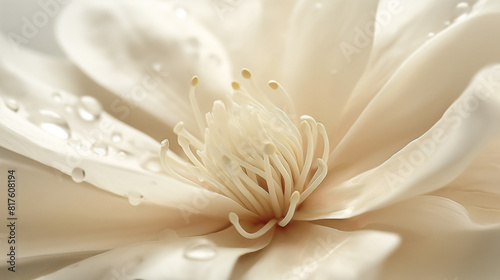  a white flower with a yellow center. 