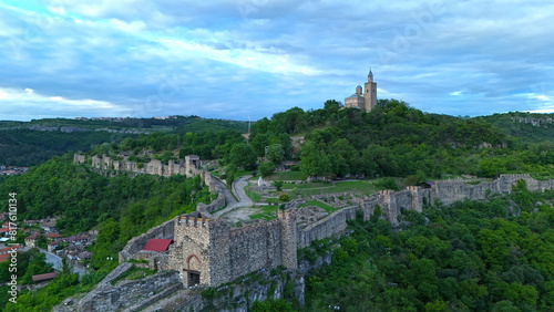 Veliko Tarnovo Tsarevets Fortress drone panorama Bulgaria Europe