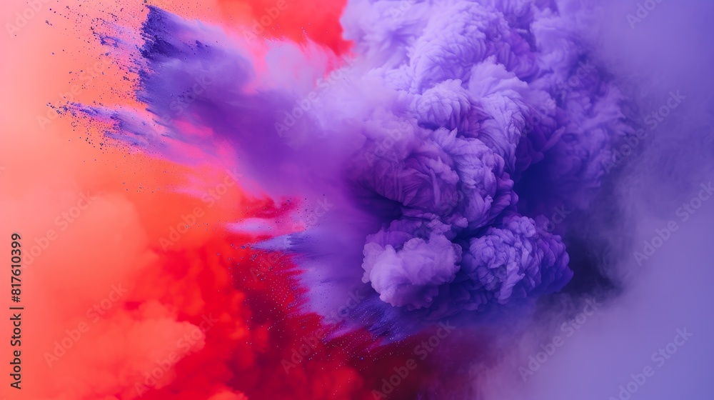 Fototapeta premium A lively and bright powder spectacle, from red to purple