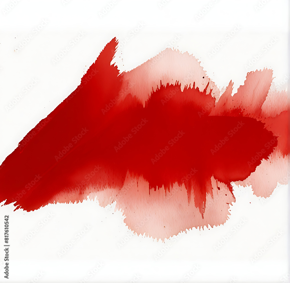 A red brush horizontal stroke illustration petal white background splattered