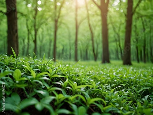 green grass in the forest