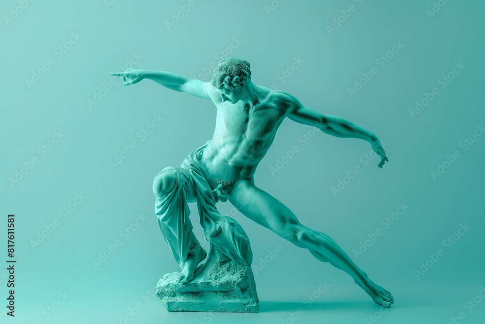 3d rendering of posture ancient greek -roman statue art figure . Creative concept colorful neon image with bright turquoise color sculpture background, fashionable, trendy ,isolated background
3d rendering of posture ancient greek -roman statue art figure . Creative concept colorful neon image with bright turquoise color sculpture background, fashionable, trendy ,isolated background