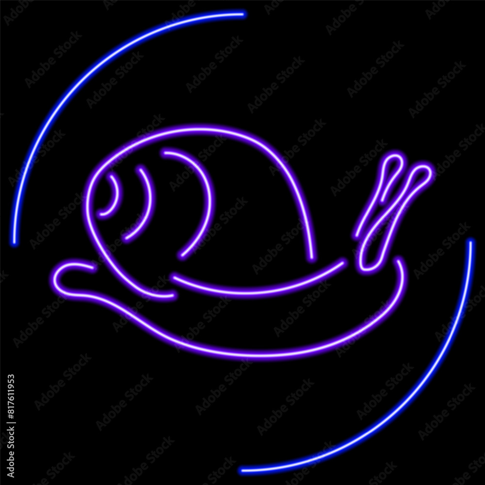 snail neon sign, modern glowing banner design, colorful modern design trend on black background. Vector illustration.