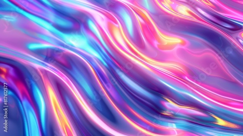 abstract holographic background with wavy neon colors
