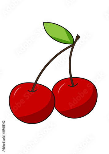 Cherry fruit cartoon vector image. A4 premium illustration. 