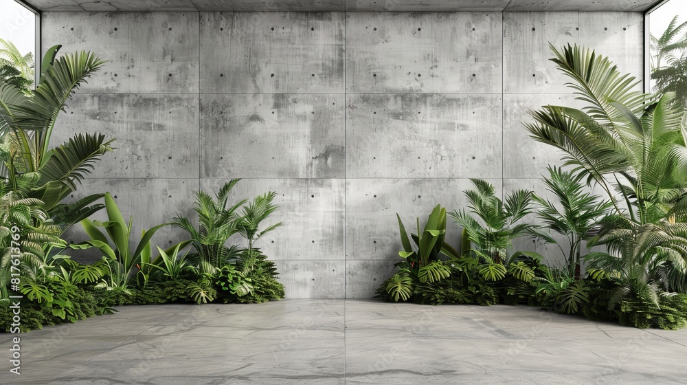plants growing on a concrete wall background plants growing on a concrete wall background