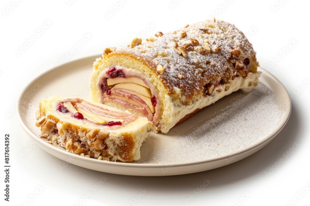 Apple Cranberry Filled Cake Roll with Cream Cheese Frosting and Walnut Garnish Apple Cranberry Filled Cake Roll with Cream Cheese Frosting and Walnut Garnish