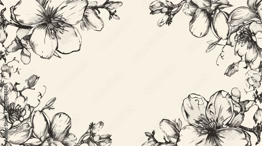 Monochrome background with floral frame consisted of