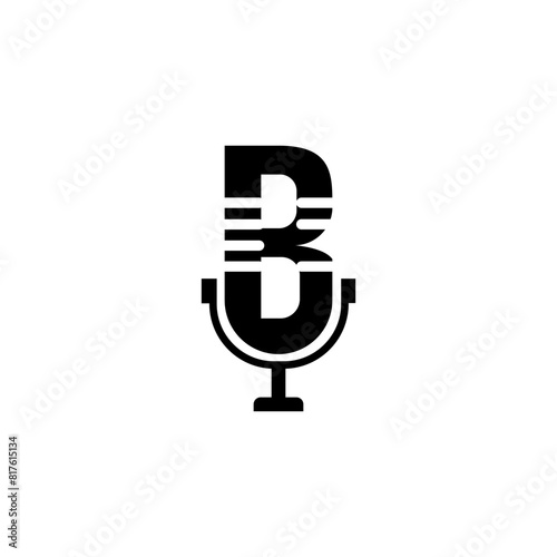 Microphone logo icon. sound recording studio. space recorder items. potcast entertainment logo vector illustration
 photo