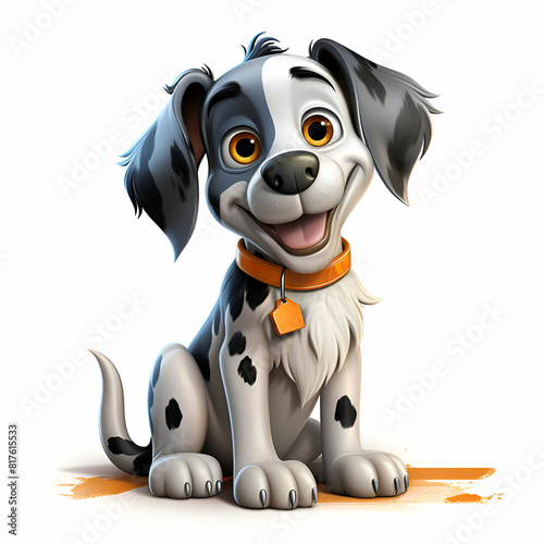 Cute cartoon dog with a paint can and tools photo