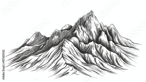Mountain ridge or range hand drawn with contour lines