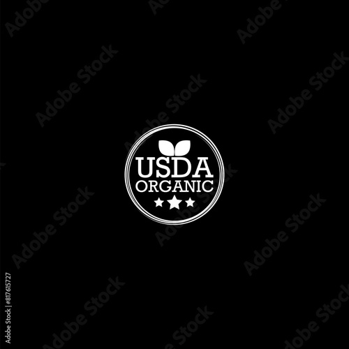 USDA organic certified icon isolated on dark background