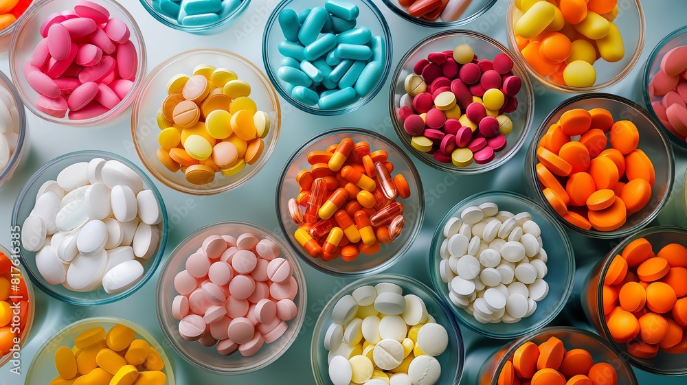 Pills in separate containers, healthcare concept Pills in separate containers, healthcare concept