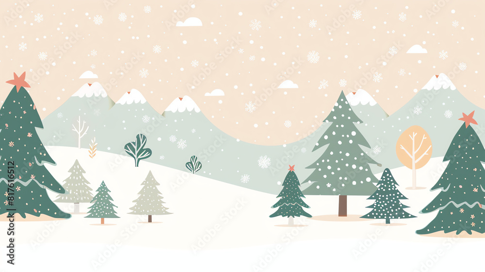 Obraz premium Snow Background in Cartoon Style
