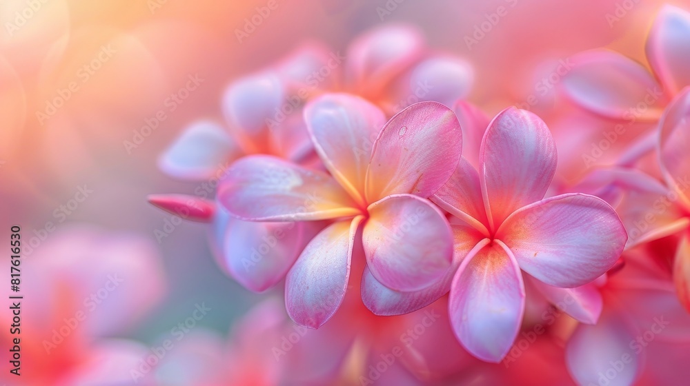 Vibrant close-up of Plumeria flowers, capturing the essence of tropical flora with a focus on color and detail, isolated background Vibrant close-up of Plumeria flowers, capturing the essence of tropical flora with a focus on color and detail, isolated background