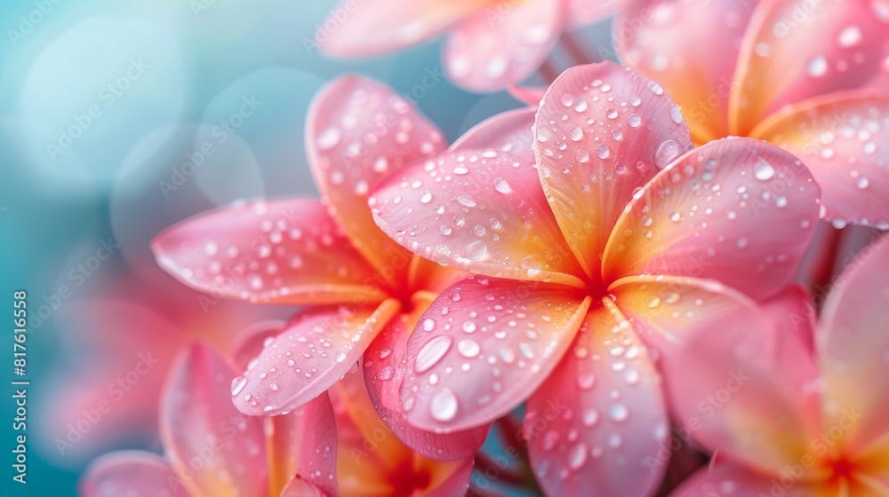 Vibrant close-up of Plumeria flowers, capturing the essence of tropical flora with a focus on color and detail, isolated background Vibrant close-up of Plumeria flowers, capturing the essence of tropical flora with a focus on color and detail, isolated background