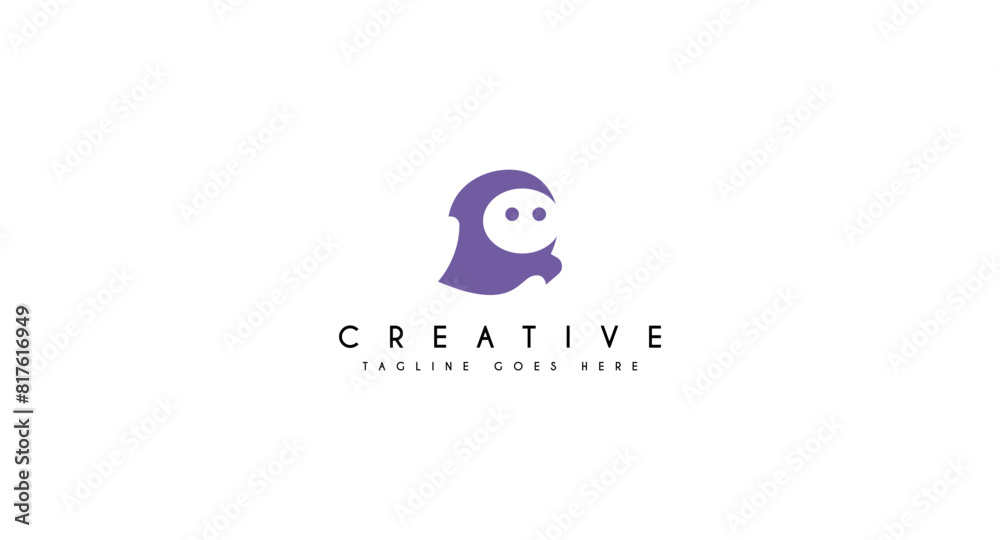 Obraz premium Cute ghost logo design. Vector illustration of simple form white ghost flying in the air. modern logo design vector icon template