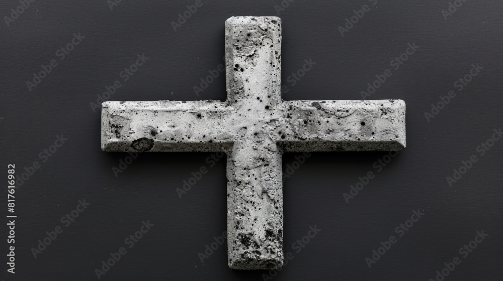 Top view of a Christian cross made of ash, symbolizing sacrifice, perfect for Easter season advertising, isolated with studio lighting Top view of a Christian cross made of ash, symbolizing sacrifice, perfect for Easter season advertising, isolated with studio lighting