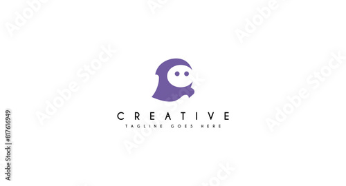 Cute ghost logo design. Vector illustration of simple form white ghost flying in the air. modern logo design vector icon template