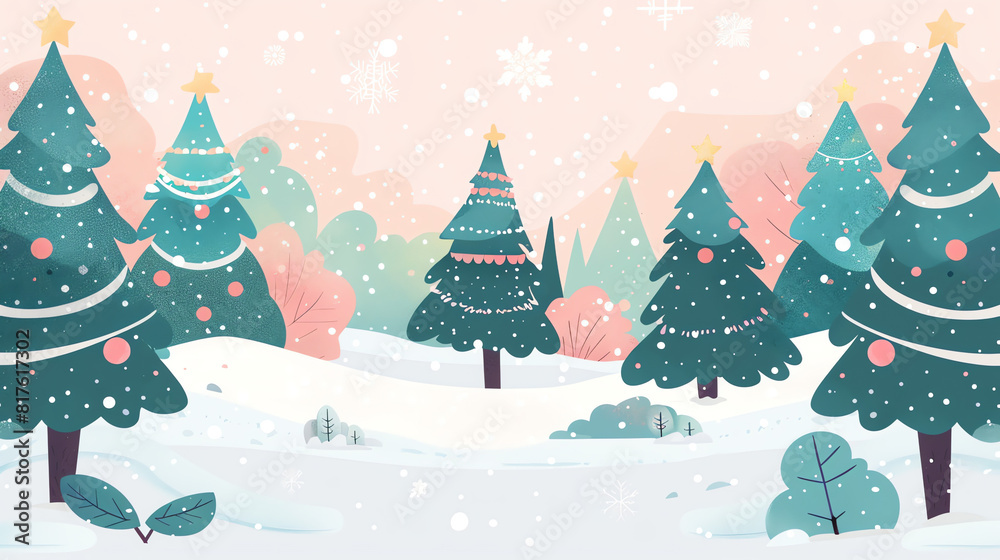 Obraz premium Snow Background in Cartoon Style