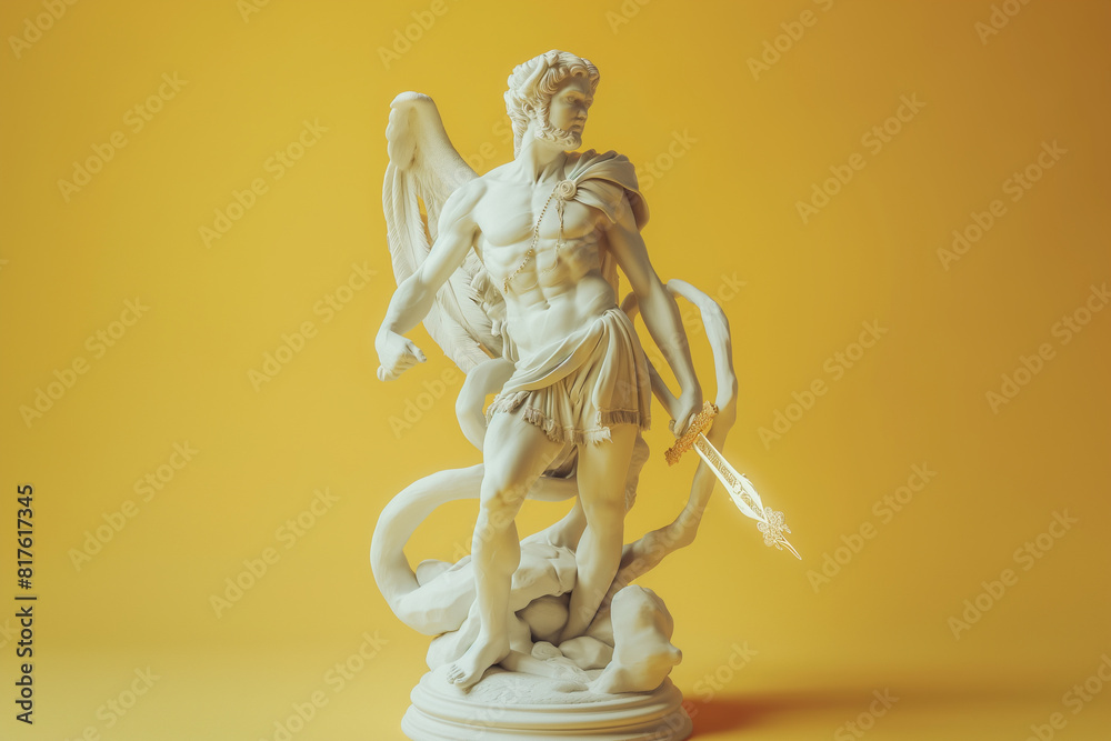 3d rendering of ancient greek -roman statue art figure . Creative concept colorful neon image with bright Yellow gold color sculpture background, fashionable, trendy ,isolated background 3d rendering of ancient greek -roman statue art figure . Creative concept colorful neon image with bright Yellow gold color sculpture background, fashionable, trendy ,isolated background