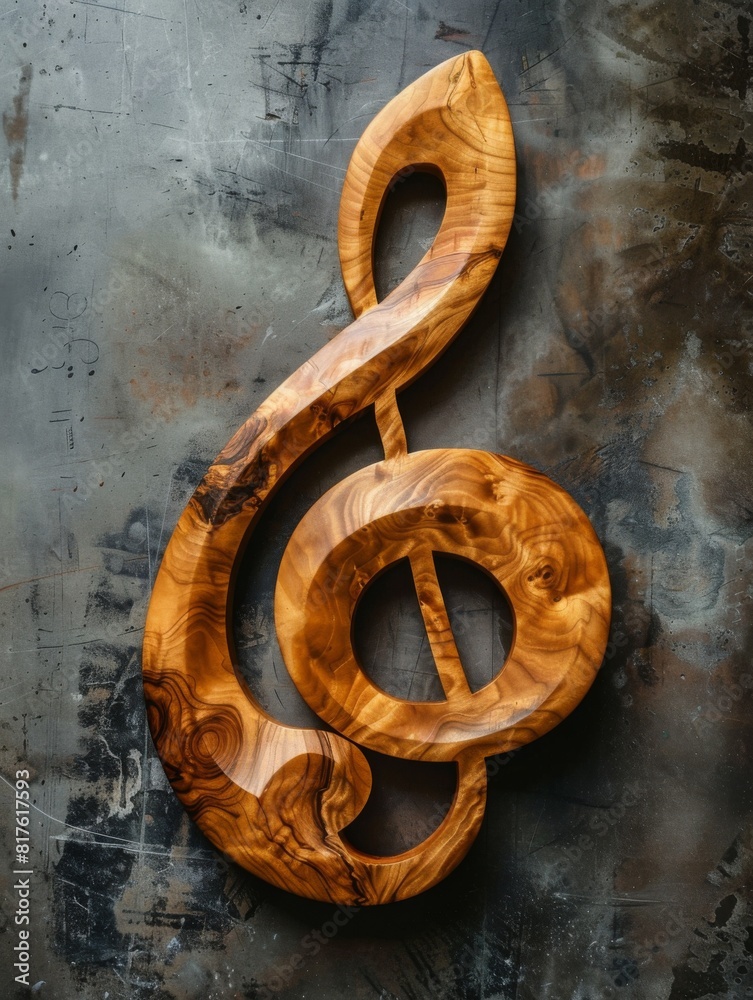 Wooden clef. A musical symbol used to indicate which notes are represented by the lines and spaces on a musical staff Wooden clef. A musical symbol used to indicate which notes are represented by the lines and spaces on a musical staff