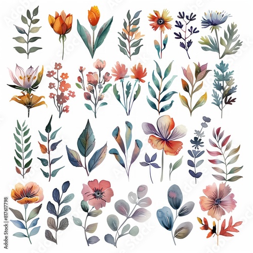 Beautiful Watercolor Hand-Painted Flowers and Botanical Collection