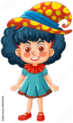 Cheerful girl dressed as a clown