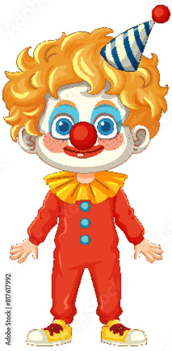 Smiling clown with bright outfit and hat