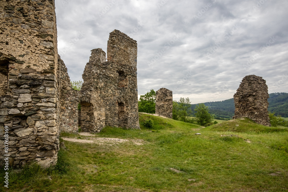 Remains of walls and towers of medieval castle