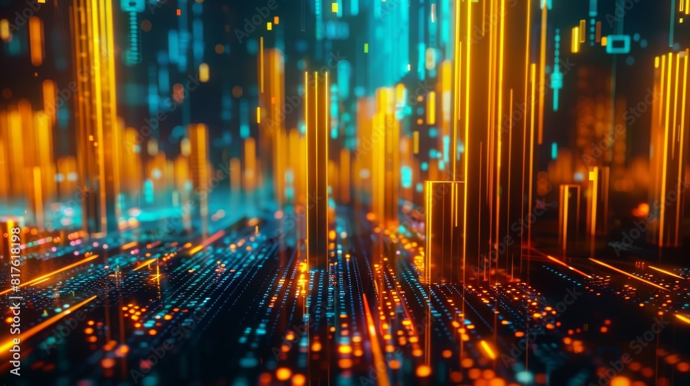 Obraz premium Abstract background of glowing particles. Futuristic digital technology concept.