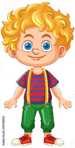 Smiling boy with colorful clown outfit