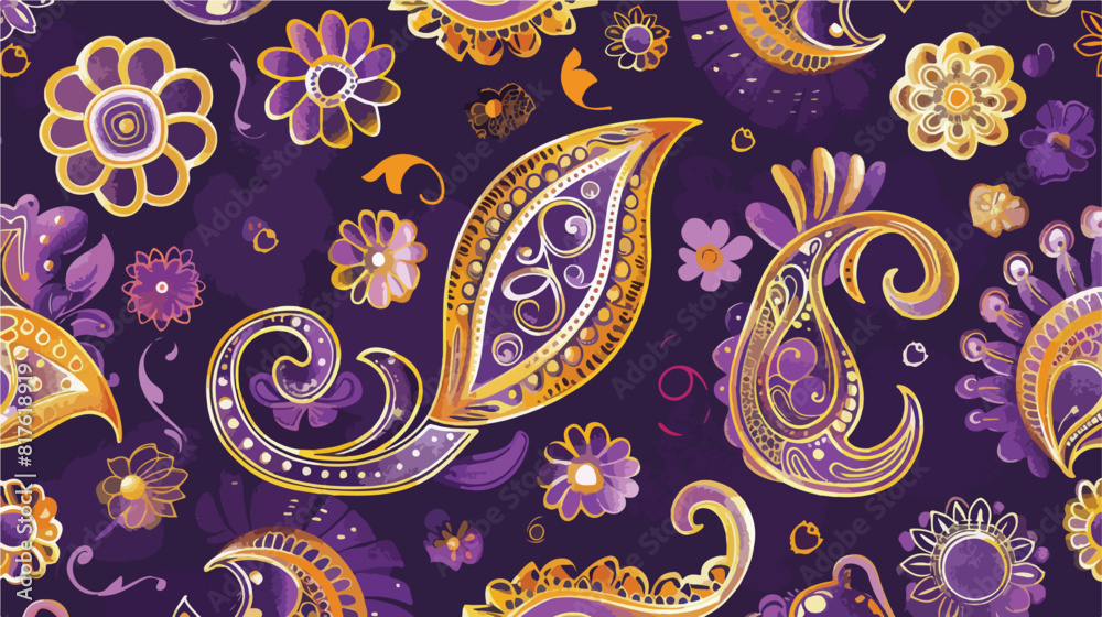 Oriental paisley seamless pattern with traditional pe