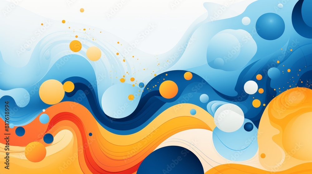 Blue and orange abstract background with waves and circles. Blue and orange abstract background with waves and circles.