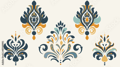Oriental paisley elements Four . Four of floral abstr