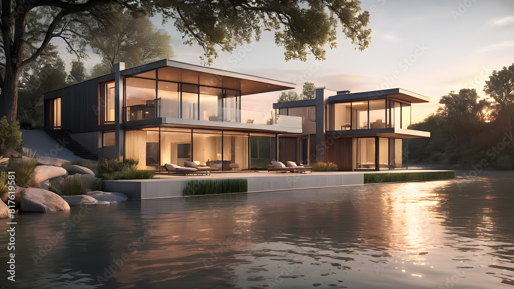 Luxury Riverside Residence.Generate ai Luxury Riverside Residence.Generate ai
