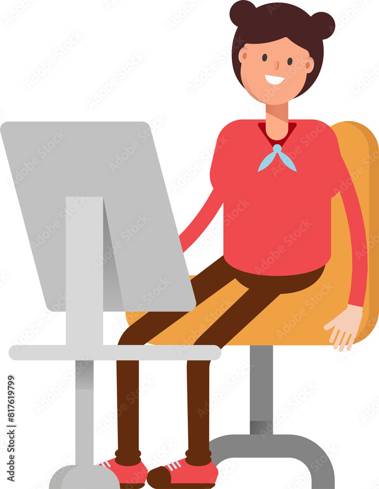 Cute Girl Character Working on Desktop
Cute Girl Character Working on Desktop