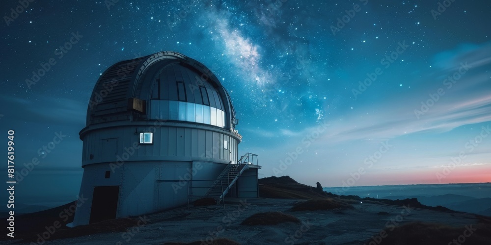 Telescope Observing Stars From Mountain Peak Telescope Observing Stars From Mountain Peak