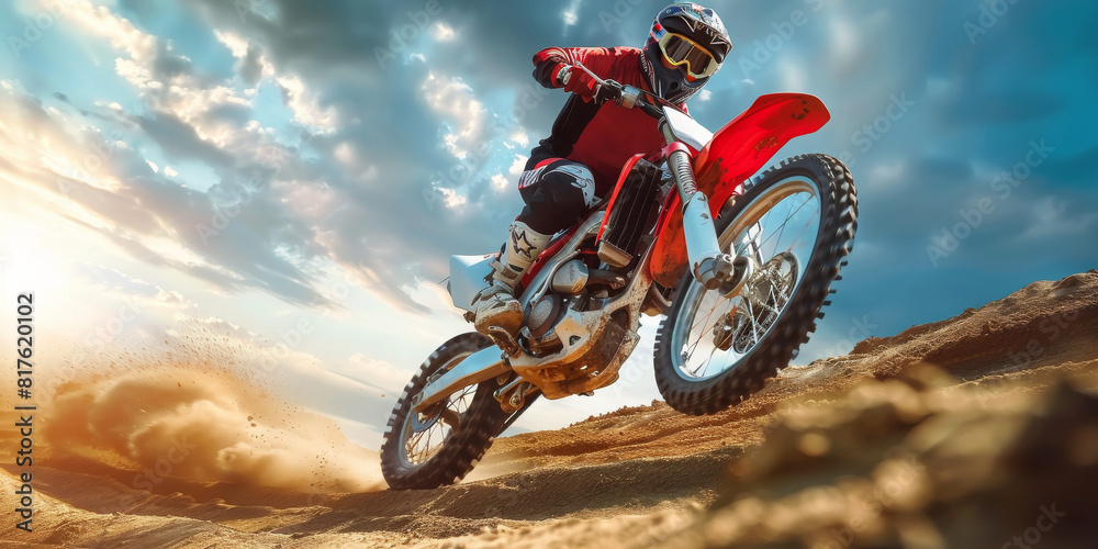 Man Riding Dirt Bike in Desert Man Riding Dirt Bike in Desert
